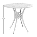 Outsunny 78 cm Round Garden Dining Table with Parasol Hole, White