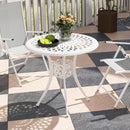 Outsunny 78 cm Round Garden Dining Table with Parasol Hole, White