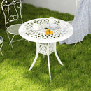 Outsunny 78 cm Round Garden Dining Table with Parasol Hole, White