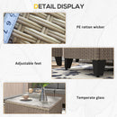 Outsunny 5 PCs Rattan Garden Furniture Set with Glass Coffee Table