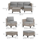 Outsunny 5 PCs Rattan Garden Furniture Set with Glass Coffee Table