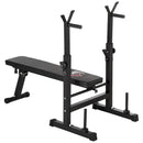 HOMCOM Adjustable Weight Bench With Barbell Rack And Dip Station, Black