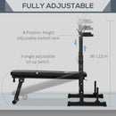 HOMCOM Adjustable Weight Bench With Barbell Rack And Dip Station, Black