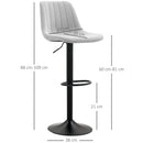 HOMCOM Bar Stools Set of 2 Adjustable Swivel Bar Chairs with Backrest