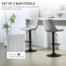 HOMCOM Bar Stools Set of 2 Adjustable Swivel Bar Chairs with Backrest
