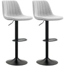 HOMCOM Bar Stools Set of 2 Adjustable Swivel Bar Chairs with Backrest