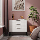Fluted 3 Drawer Chest in White Matt - Ready Assembled