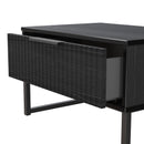 Fluted 1 Drawer Wide Side Table in Black Ash - Ready Assembled