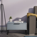 Fluted 1 Drawer Wide Side Table in Denim Blue - Ready Assembled