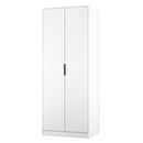 Fluted Double Wardrobe in White Matt - Ready Assembled