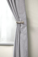Full Stop - Pair of Holdaback Tiebacks with End Finials in Brushed Silver
