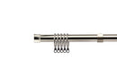 Full Stop - Extendable Curtain Pole with rings and pair of end finials in Brushed Silver