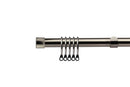 Full Stop - Extendable Curtain Pole with rings and pair of end finials in Black Silk