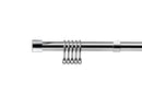 Full Stop - Extendable Curtain Pole with rings and pair of end finials in Chrome