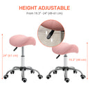 HOMCOM PU Leather Saddle Stool w/ Moulded Padded Seat Adjustable Height Pink