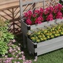 Outsunny 2-Tier Wooden Raised Bed with Trellis, Elevated Garden Planter