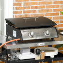 Outsunny Portable Gas Plancha BBQ Grill with 2 Stainless Steel Burner, 10kW