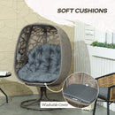 Outsunny Foldable Egg Chair with Cushions, Indoor Outdoor Swivel Lounger, Sand