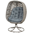 Outsunny Foldable Egg Chair with Cushions, Indoor Outdoor Swivel Lounger, Sand