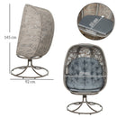 Outsunny Foldable Egg Chair with Cushions, Indoor Outdoor Swivel Lounger, Sand