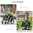 PawHut 2 in 1 Dog Bike Trailer, Foldable Dog Stroller for Medium Dogs