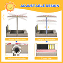 Outsunny Kids Wooden Sandpit, Sandbox W/ Canopy, Seats, For Gardens - Grey