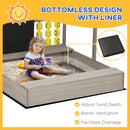 Outsunny Kids Wooden Sandpit, Sandbox W/ Canopy, Seats, For Gardens - Grey