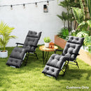 Outsunny Garden Lounge Chair Cushions Set of 2, 220gsm Fabric, Dark Grey