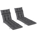 Outsunny Garden Lounge Chair Cushions Set of 2, 220gsm Fabric, Dark Grey