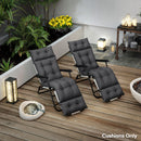 Outsunny Garden Lounge Chair Cushions Set of 2, 220gsm Fabric, Dark Grey