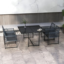 Outsunny 5 Pieces Patio Dining Set with Foldable Back, Light Grey