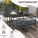 Outsunny 5 Pieces Patio Dining Set with Foldable Back, Light Grey