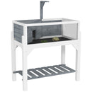 PawHut Wooden Tortoise House with Storage Shelf, Clear Observation Windows