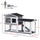 PawHut 2-Tier Wooden Rabbit Hutch Guinea Pig House Pet Cage Outdoor w/ Tray Ramp