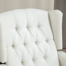 HOMCOM Manual Cream White Reclining Armchair Recliner With Footrest