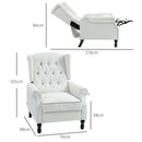 HOMCOM Manual Cream White Reclining Armchair Recliner With Footrest