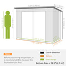 Outsunny 8 x 4FT Metal Garden Storage Shed with Double Doors, Light Grey