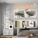 PawHut 2-in-1 Hidden Litter Box with Floor-To-Ceiling Cat Tree, Indoor - Grey