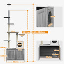 PawHut 2-in-1 Hidden Litter Box with Floor-To-Ceiling Cat Tree, Indoor - Grey