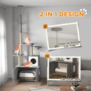 PawHut 2-in-1 Hidden Litter Box with Floor-To-Ceiling Cat Tree, Indoor - Grey