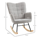 HOMCOM Wingback Rocking Chair for Nursing w/ Steel Frame Light Grey