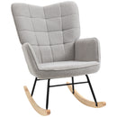 HOMCOM Wingback Rocking Chair for Nursing w/ Steel Frame Light Grey
