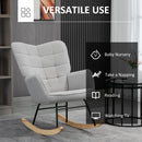 HOMCOM Wingback Rocking Chair for Nursing w/ Steel Frame Light Grey