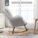 HOMCOM Wingback Rocking Chair for Nursing w/ Steel Frame Light Grey