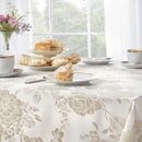Grace Floral Jacquard Table Cloth Sateen Damask Table Cloth with a Subtle Jacquard Design in Natural