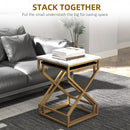 HOMCOM Nest Of Tables, Coffee Table Set with Steel Frame Black/White