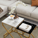 HOMCOM Nest Of Tables, Coffee Table Set with Steel Frame Black/White