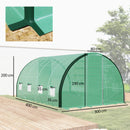 Outsunny Tunnel Greenhouse Upgraded Structure, Hinged Doors, 3 x 2(m), Green
