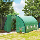 Outsunny Tunnel Greenhouse Upgraded Structure, Hinged Doors, 3 x 2(m), Green