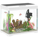 PawHut Glass Fish Tank with Filter System, LED Light, Water Pump, White